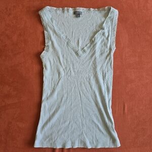 Ann Taylor Lace Trim V-neck Tank